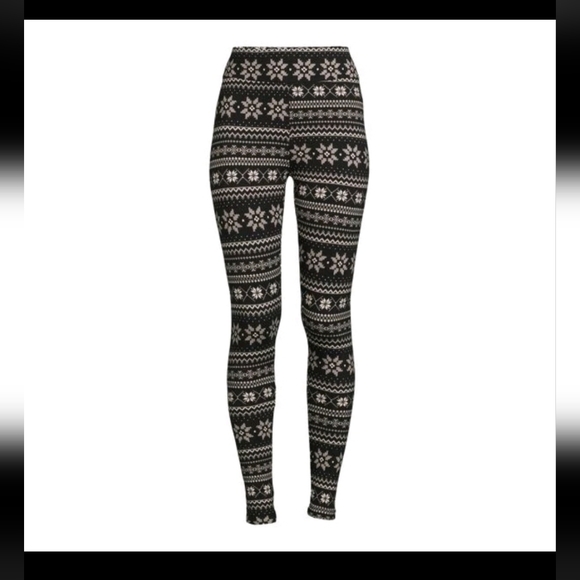 Time and Tru Women's Fair Isle Leggings XL (16,/18), Black & White Soft & Comfy - Picture 1 of 13